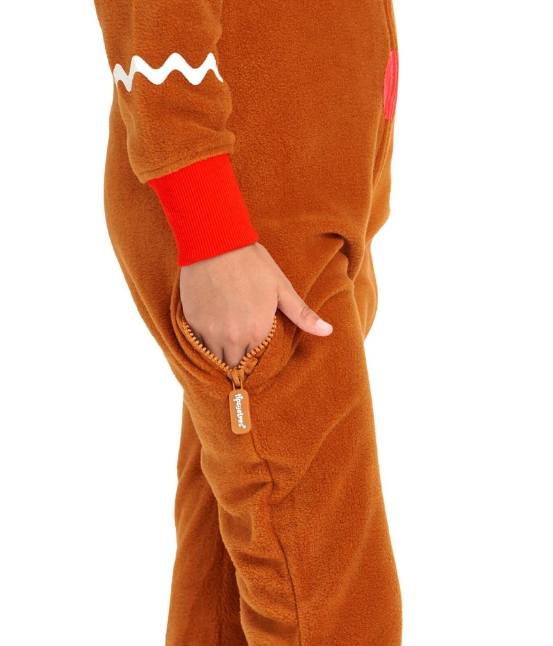 Tipsy Elves Boy's/Girl's Gingerbread Brown Jumpsuit Romper with Hood Size Small - Image 4
